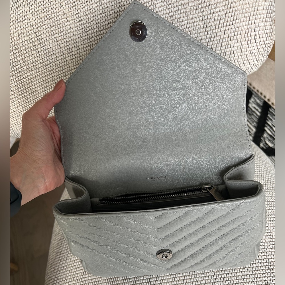 YSL Saint Laurent Medium College Chain Bag in Stone Gray - Picture 10 of 10